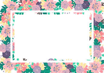 Flower design template,Vintage Flower Background,Horizontal White Background
