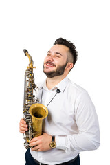 Fototapeta premium Saxophone Player Saxophonist with Sax