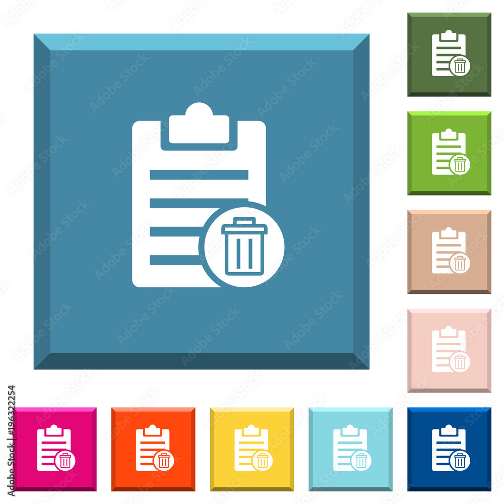 Poster delete note white icons on edged square buttons