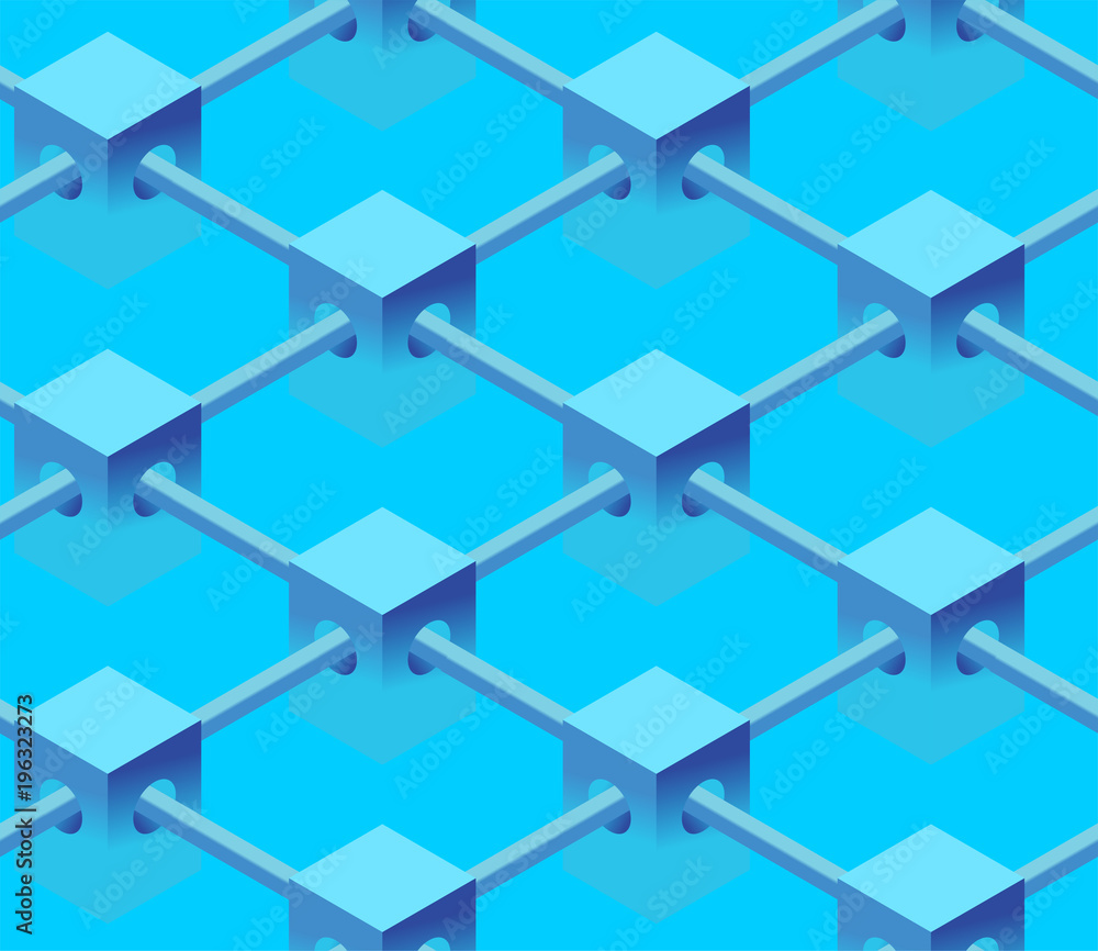 Poster blockchain background. backdrop for presentations. block chain technology seamless pattern. internet