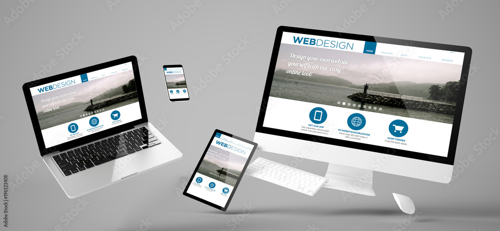Poster flying devices web design responsive website