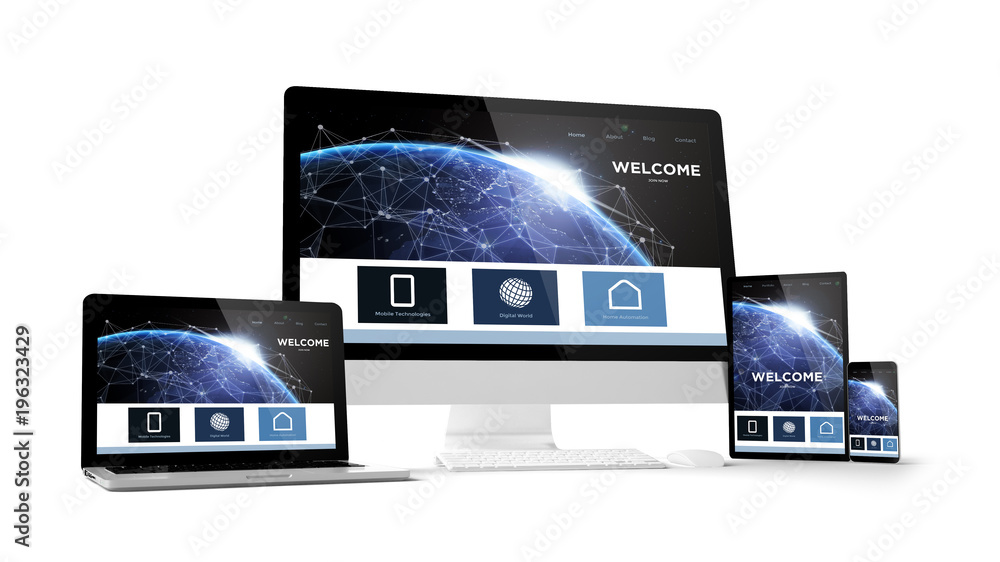 Canvas Prints computer gadgets with landing page space on screen