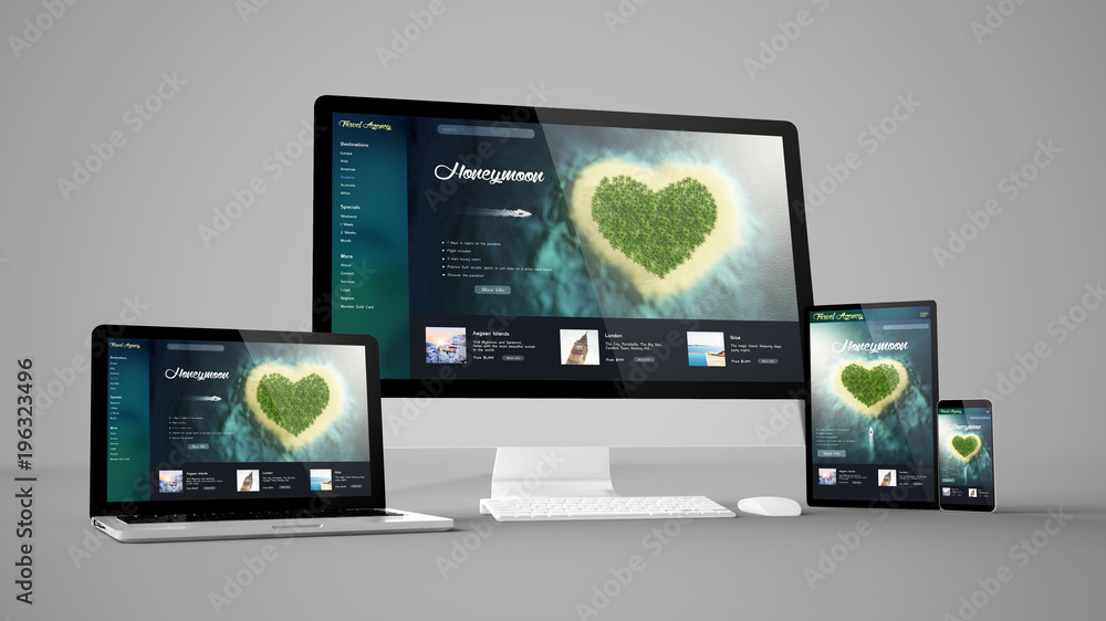 Canvas Prints computer gadgets with travel website on screen