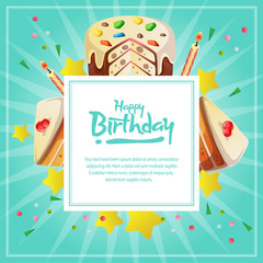 Fototapeta premium birthday card template with cute tart