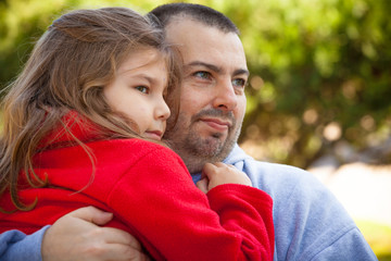 Fototapeta premium happy father and daughter in summer