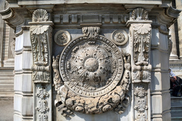 ISTANBUL, TURKEY - MARCH 25, 2012: Decorative stucco of Dolmabahce Palace.