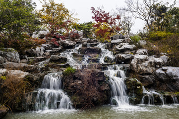 Falling stream in autumn