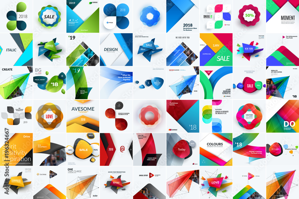 Poster set of abstract vector design for graphic template. creative modern business background with geometr