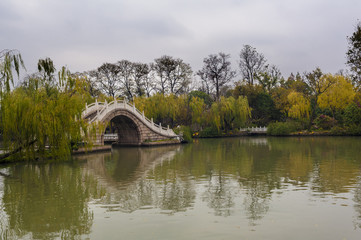 Fototapeta na wymiar Arch bridge in Slender West Lake, Yangzhou