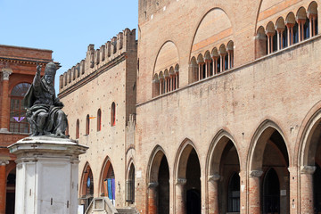 Fototapeta na wymiar Pope Paul V statue Cavour square in Rimini Italy