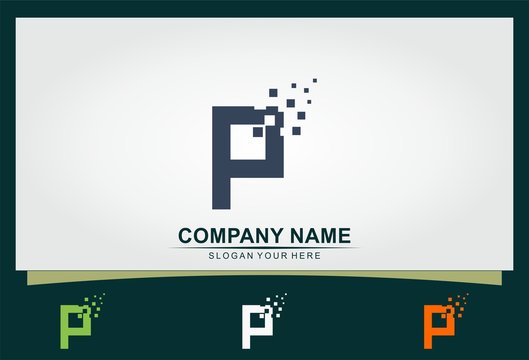 Letter P Square Pixel Logo