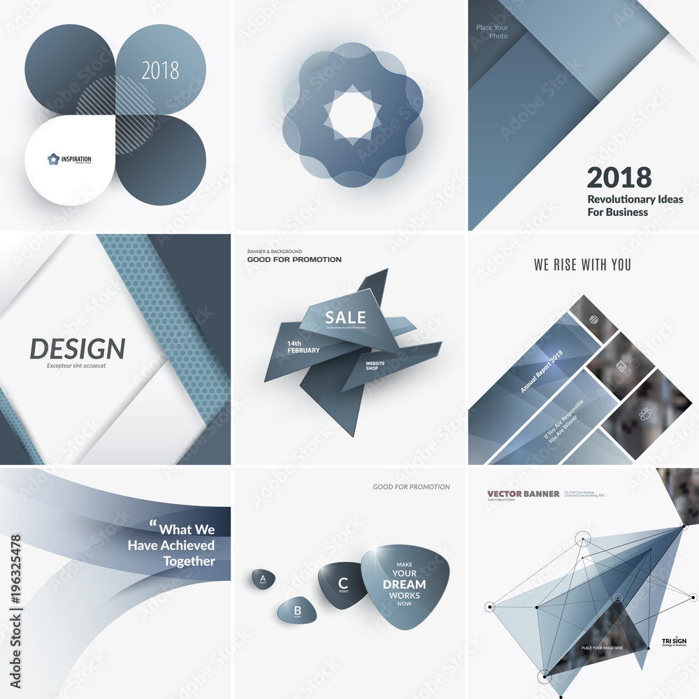 Poster set of abstract vector design for graphic template. creative modern business background with geometr