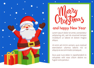 Merry Christmas Happy New Year Poster with Santa