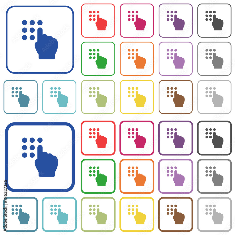 Poster typing security code outlined flat color icons