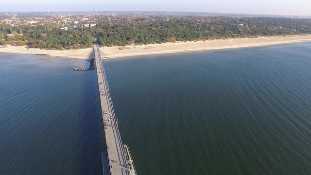 sea bridge of palanga, aerial view