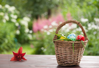 basket with painted eggs