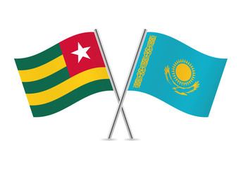 Togo and Kazakhstan flags. Vector illustration.