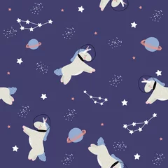 Wall murals Unicorn Seamless pattern with unicorn in open space. Vector hand drawn illustration.