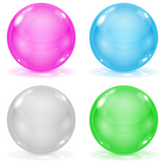 Glass balls. Set of 3d shiny sheres isolated on white background
