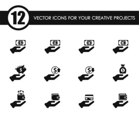 hand and money vector icons for your creative ideas