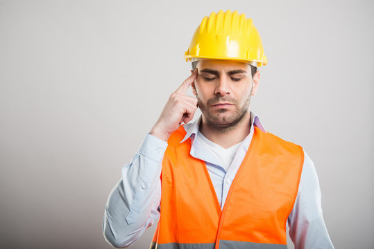 Portrait of attractive architect making concentrating gesture