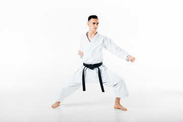Male karate fighter training isolated on white © LIGHTFIELD STUDIOS