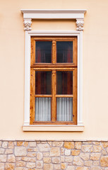 Classic wooden window white colored ornament