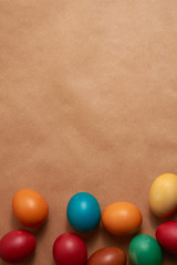 Colorful Easter eggs background close up