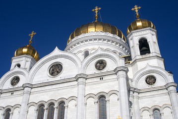 Christ Redeemer cathedral in Moscow. Popular landmark. Color photo.