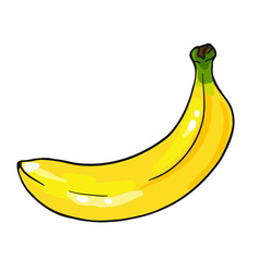 Vector one yellow banana. Isolated on white background.