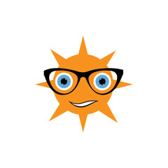 sun with black glasses art vector illustration