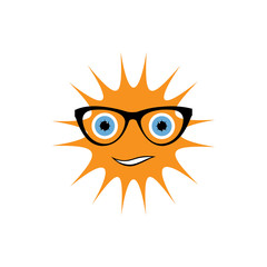sun with black glasses art vector illustration