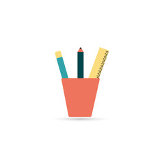 pencil case with school supplies