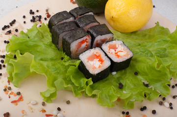 Roll sushi. Sushi menu. Japanese food.