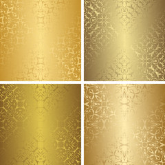 Set of luxury seamless patterns. Vintage design. Retro collection of golden   wallpaper