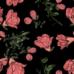 Seamless pattern with pomegranate flowers