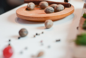 Wallnut on plate - sweet, desert, food, nice, decoration