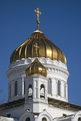 Fototapeta na wymiar Christ Redeemer cathedral in Moscow. Popular landmark. Color photo.