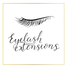 Eyelash extensions logo with modern lettering.