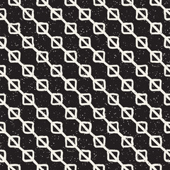 Hand drawn style ethnic seamless pattern. Abstract grungy geometric background in black and white.