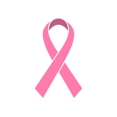 Breast Cancer Awareness Ribbon icon. Symbol of women healthcare. Simple pink vector illustration.
