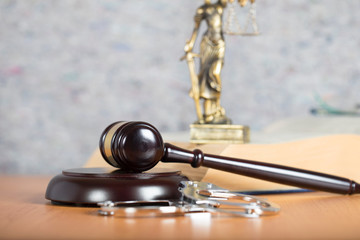 Judge's gavel. Closeup