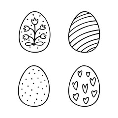 Hand drawn Easter eggs set in line style