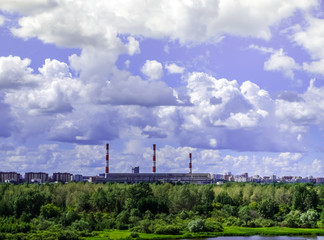 Fototapeta premium landscape with blue sky and clouds