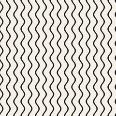 Vector Seamless Black and White Hand Drawn Wavy Lines Pattern
