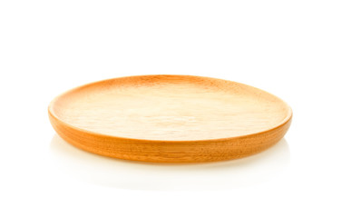 Wood tray on white background