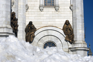 Christ Redeemer cathedral in Moscow. Popular landmark. Color photo.