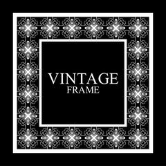 Vintage white border frame with retro ornamental pattern. Template for design. Vector illustration