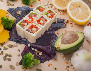 Roll sushi. Sushi menu. Japanese food.