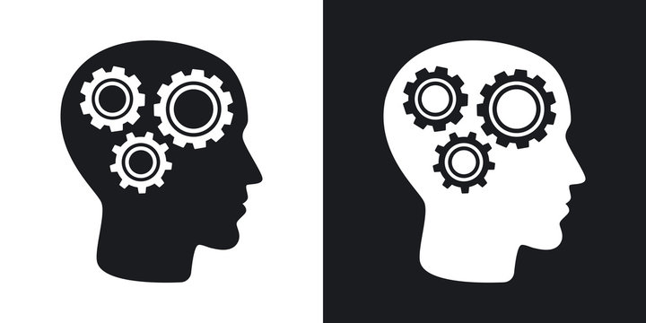 Vector head mechanism icon. Two-tone version on black and white background